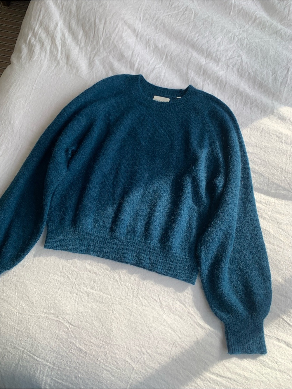 Doen Marsena Wool Alpaca Raglan Crewneck Knit Sweater Top Deep Sapphire Blue - Picture 7 of 12